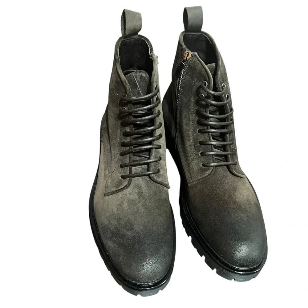 Good Man Brand Men’s Italian Leather‎ Lace/zip Up Modern City Boot Brown Size 10 - Picture 9 of 12